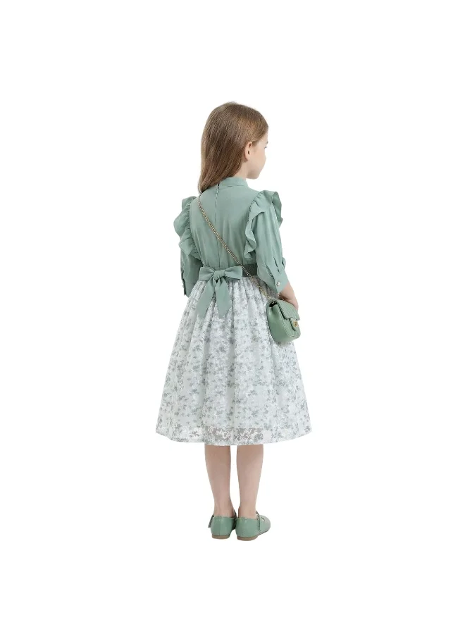 Bidani  Layali Al Ward Green Dress with Bag for Women | Best Price UAE